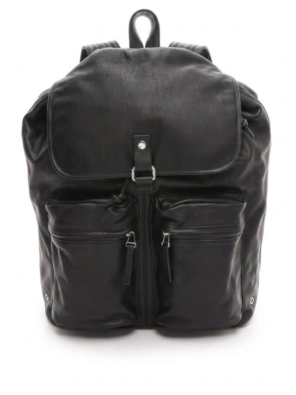 Marc by Marc‎ Jacobs Black Leather So Moto Backpack Drawstring Flap Rucksack Bag